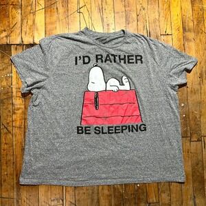 Peanuts T-Shirt Men 3XL Heather Gray I'd Rather Be Sleeping Snoopy Graphic Print